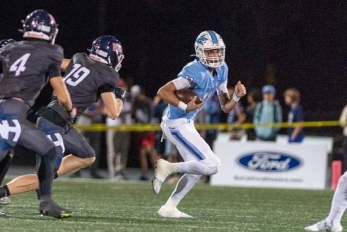 Corona del Mar QB Kaleb Annett action 2 courtesy of David Woolbert 11-2023112220238